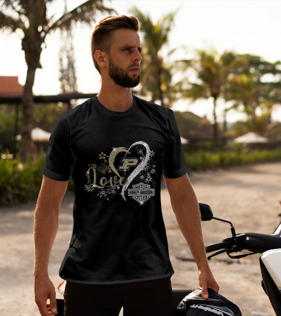 Love Purdue Boilermakers Harley Davidson Cycles T-Shirt