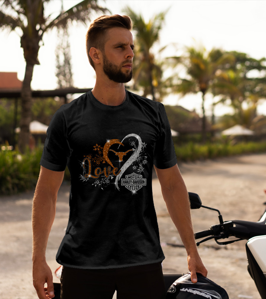 Love Na1 Texas Longhorns Motor Harley Davidson Cycles T-Shirt