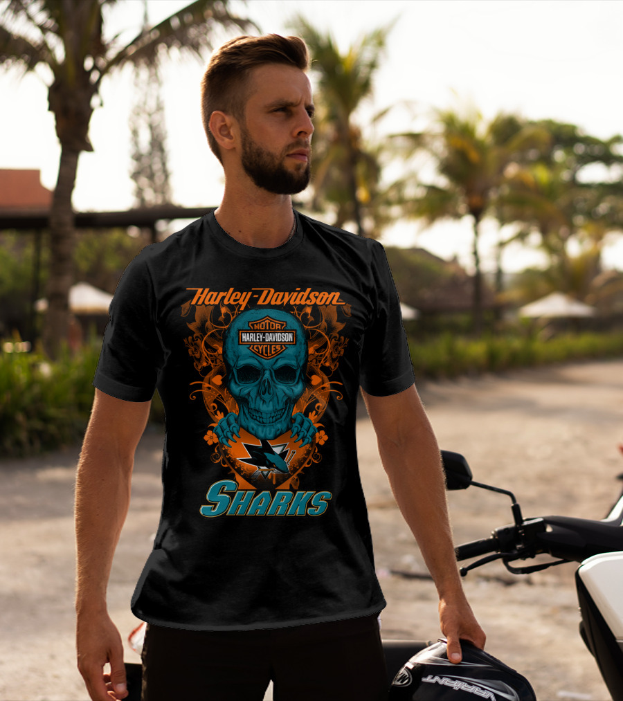 Harley Davidson Motorcycles San Jose Sharks Nhl T-Shirt