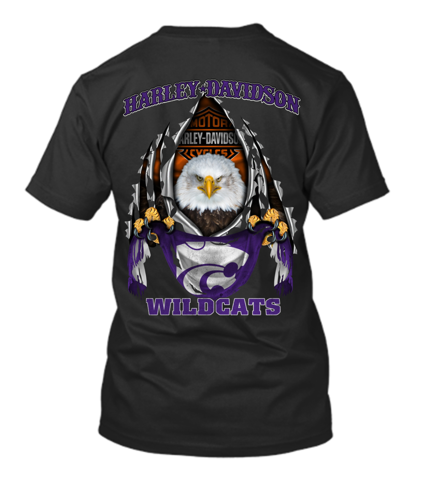 Kansas State Wildcats Harley Davidson Bald Eagle T-Shirt