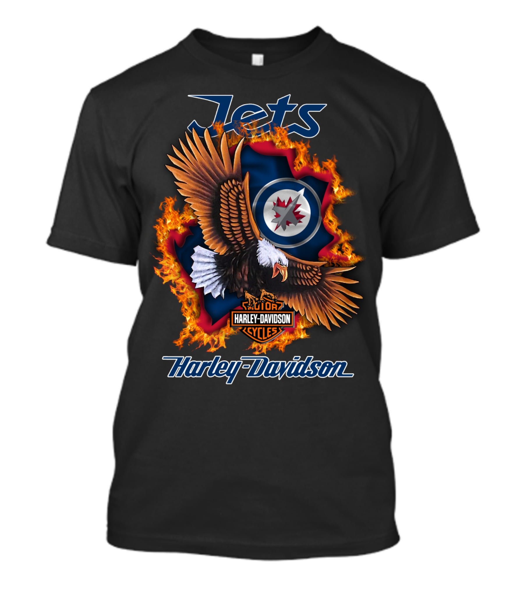 Jets Harley Davidson Winnipeg Nhl Flames Eagle T-Shirt