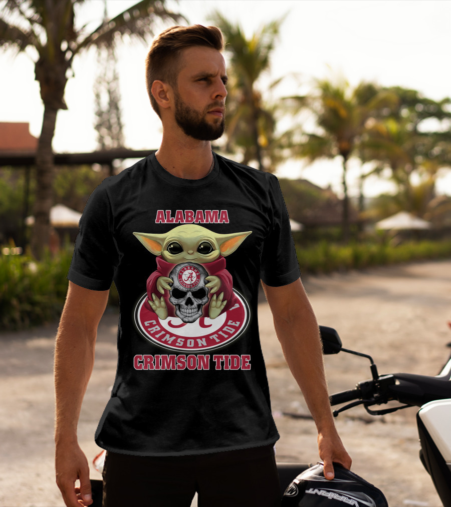 Alabama Crimson Tide Yd1404 Baby Alien Holding Skull T-Shirt
