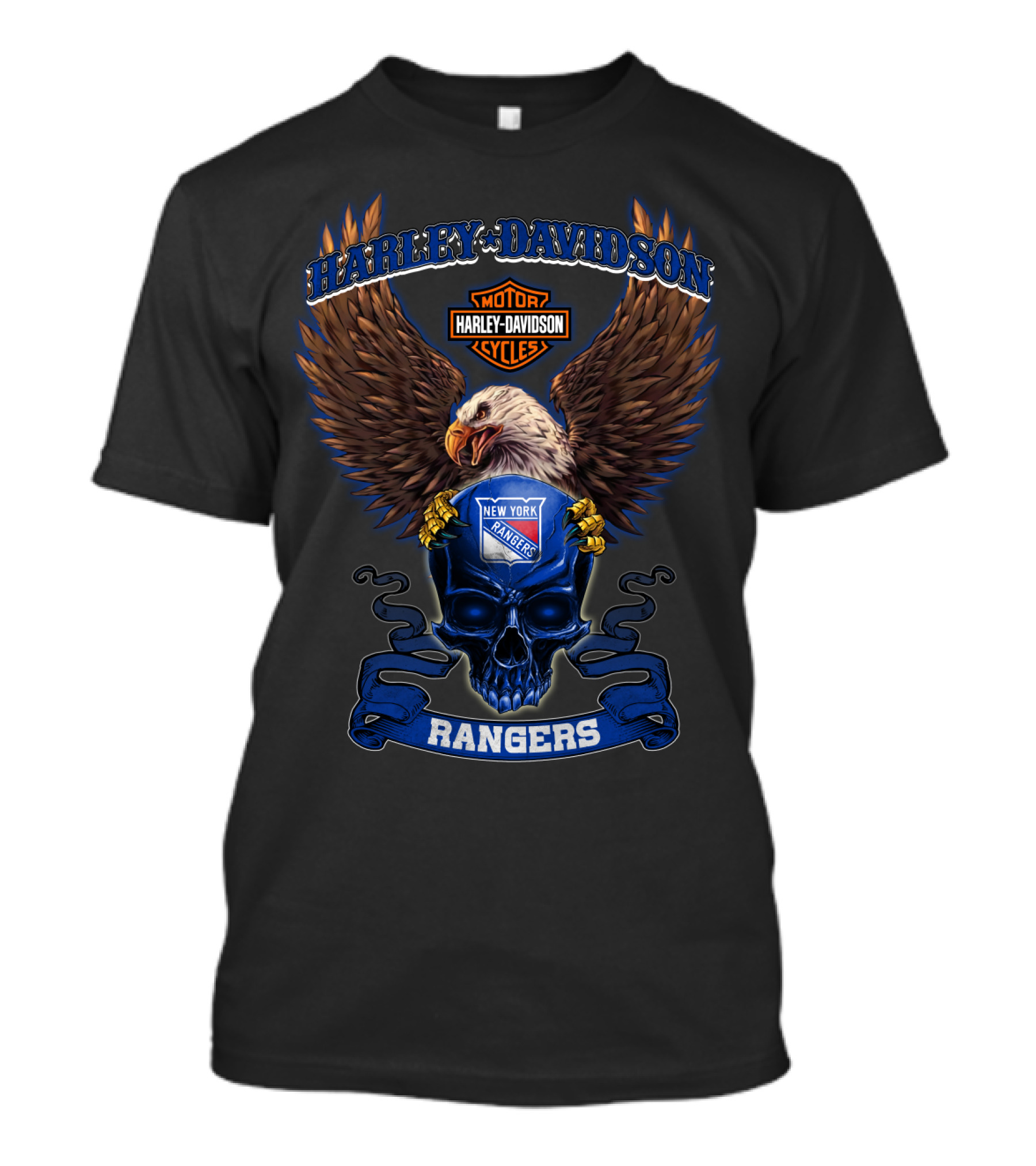 Harley Davidson Motorcycles New York Rangers Eagle Skull Rangers T-Shirt
