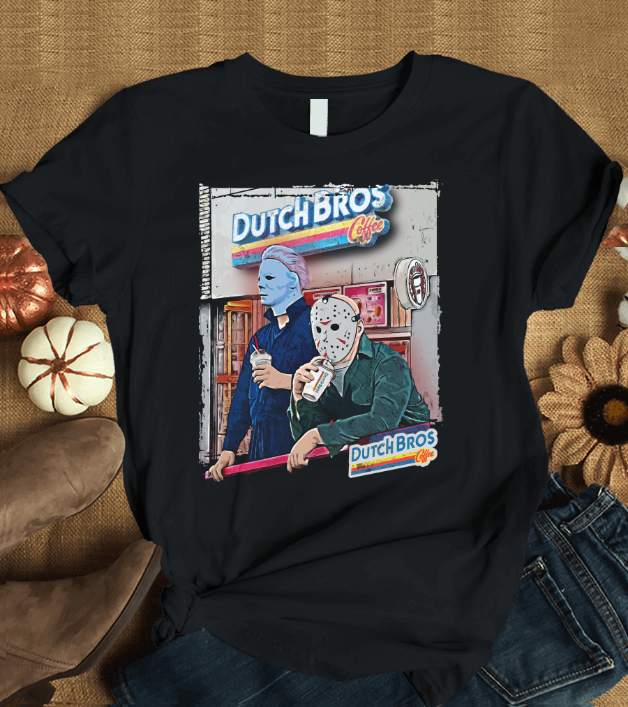 Dutch Bros Coffee Horror Characters Retro 80s T-Shirt