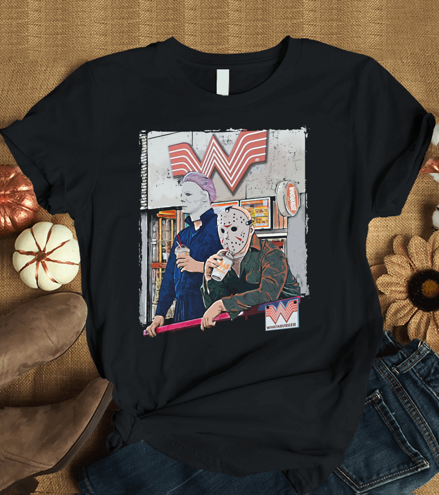 WAB HLW Whataburger Horror Icons with Michael and Hockey Mask T-Shirt