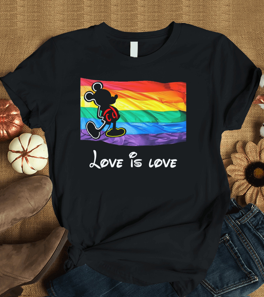 Mickey Love Is Love Rainbow Flag T-Shirt