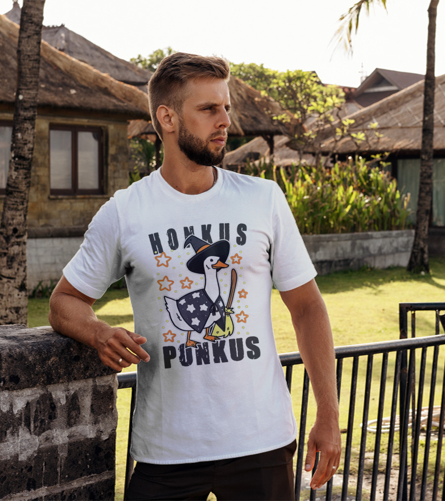 Honkus Ponkus Duck In Witch Costume With Stars And Broom T-Shirt