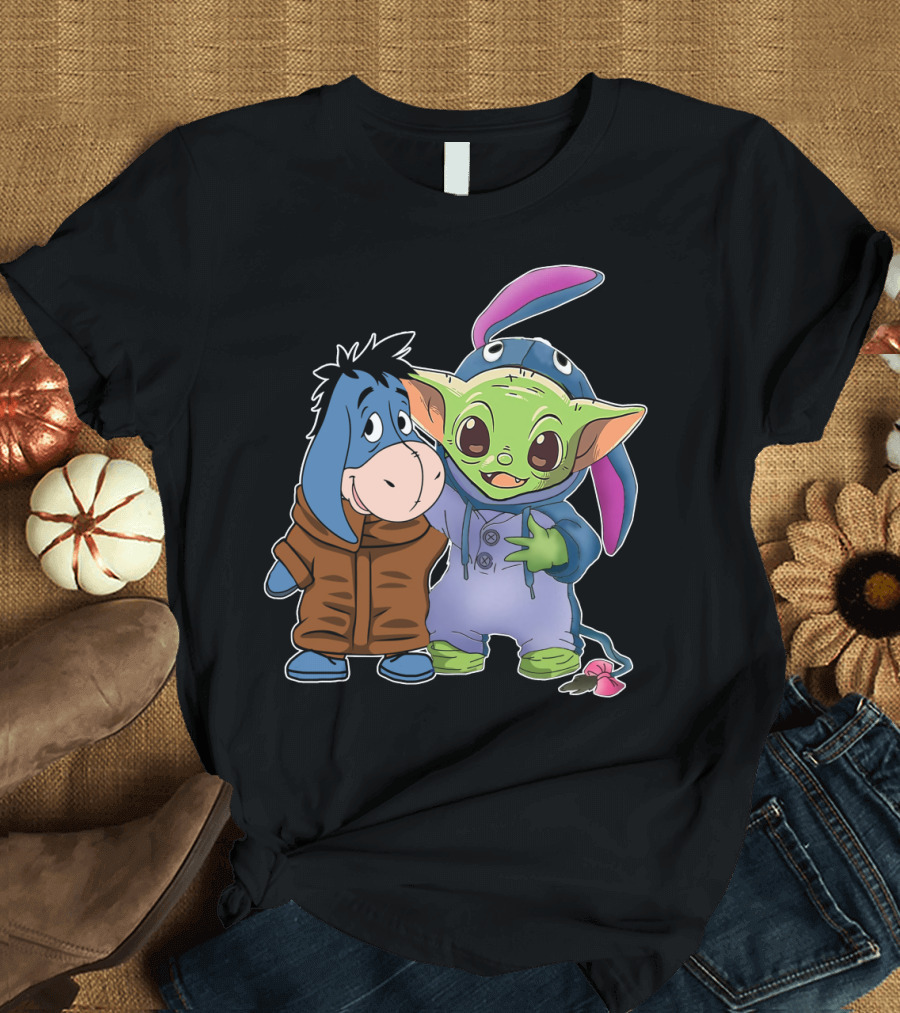 Eeyore and Baby Yoda in Stitch T-Shirt