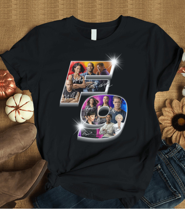 T-Shirt: Fast and Furious 9 Cast Signatures and Character Collage T-Shirt Fast and Furious 9 Cast Signatures and Character Collage T-Shirt