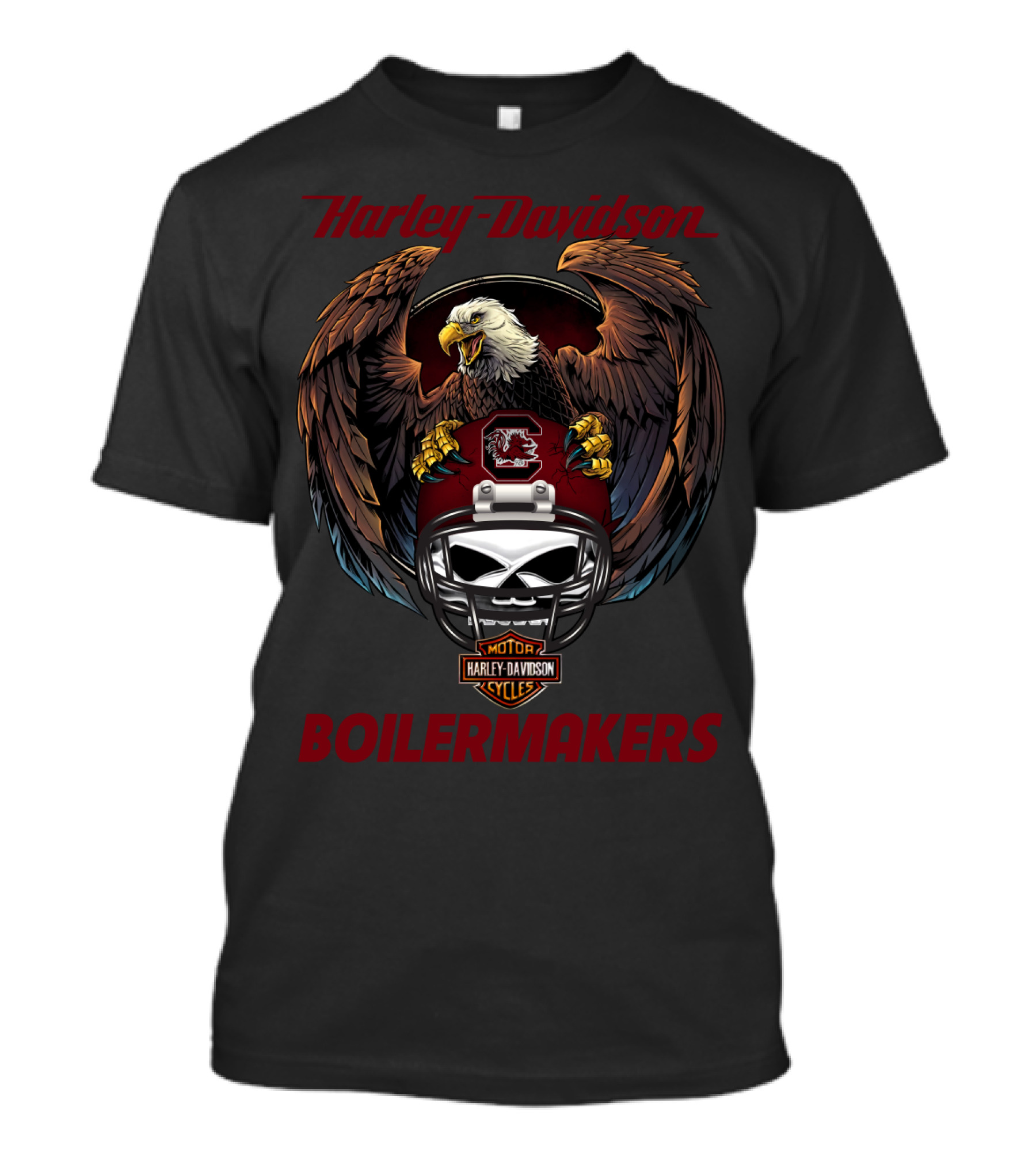 Harley Davidson Boilermakers Ncaa Scg Motorcycles Eagle Helmet T-Shirt