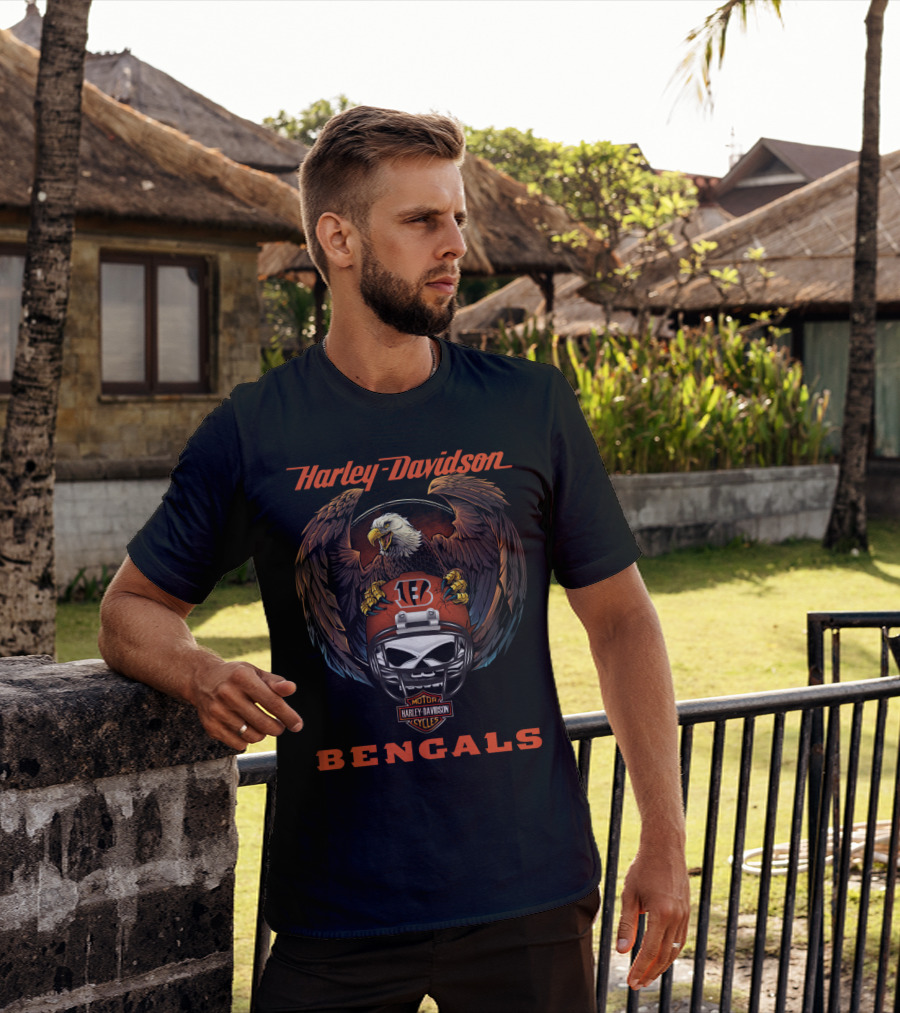 Harley Davidson Motorcycles Bengals Eagles T-Shirt