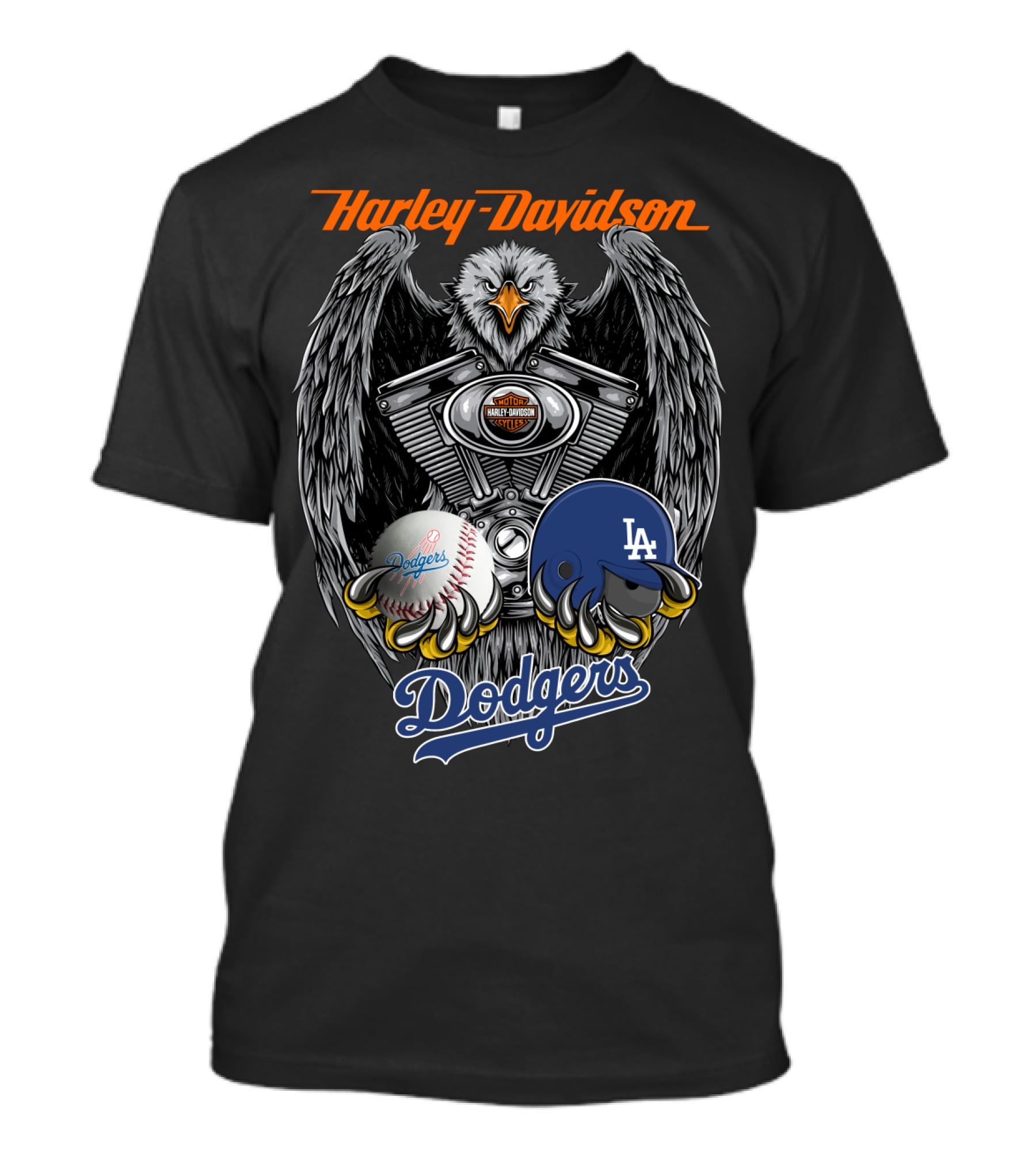 Harley Davidson Los Angeles Dodgers Mlb Eagle Engine Baseball Helmet T-Shirt