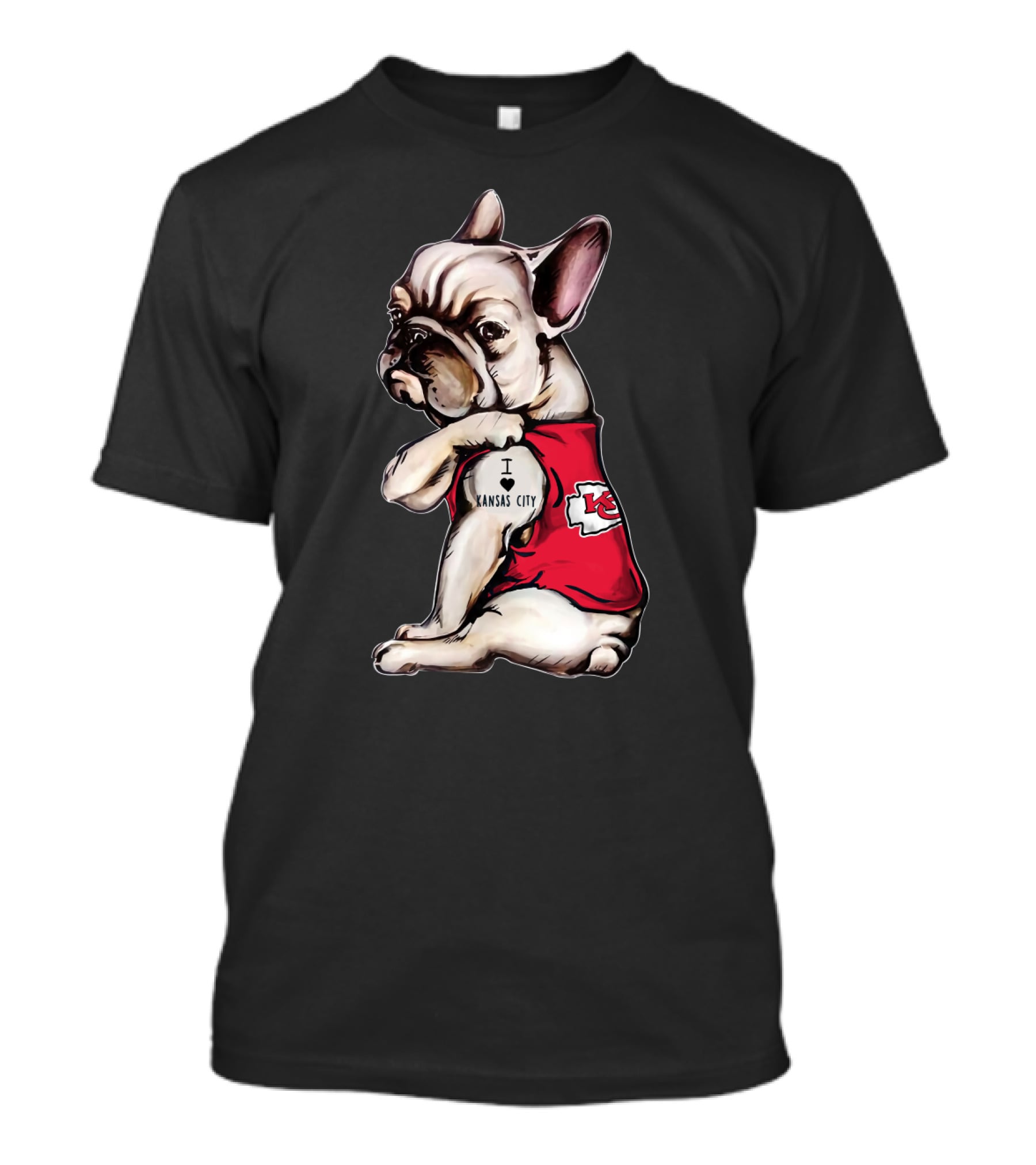 Kansas City Chiefs I Love Kansas City Bulldog Tattoo T-Shirt