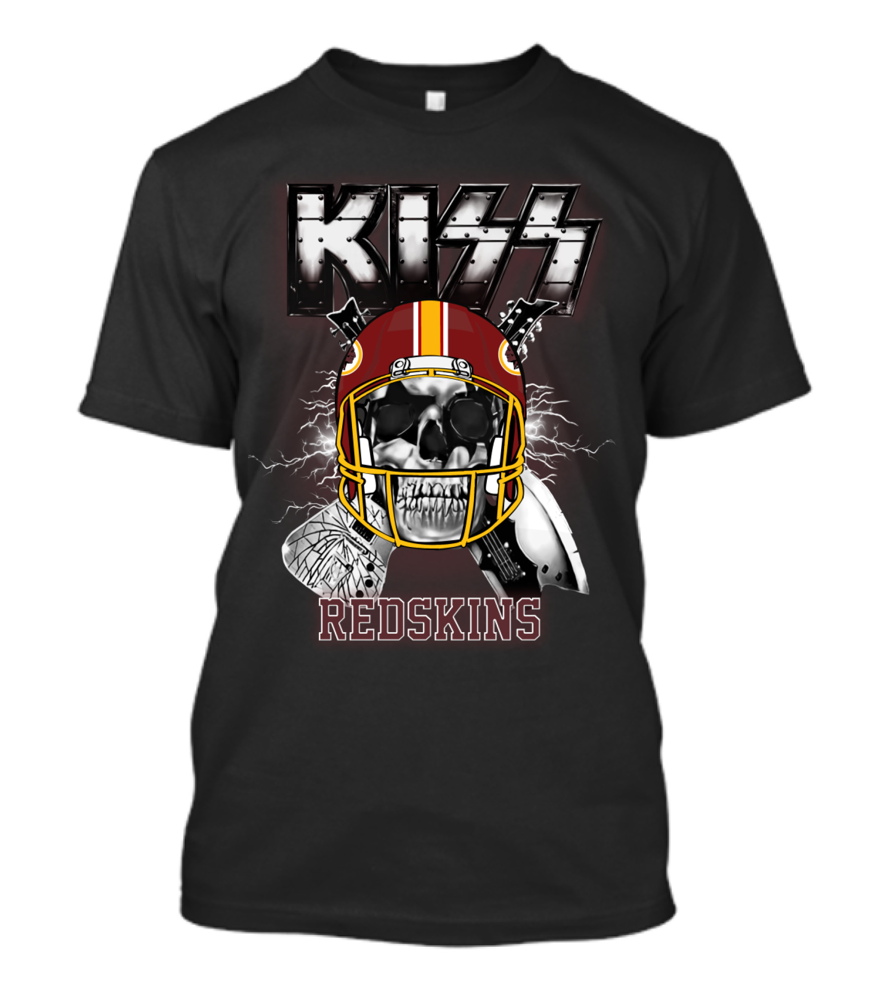Kiss Redskins Skull Helmet T-Shirt