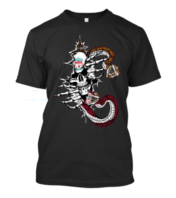 Harley Davidson Liverpool Fc Skull With Snakes T-Shirt