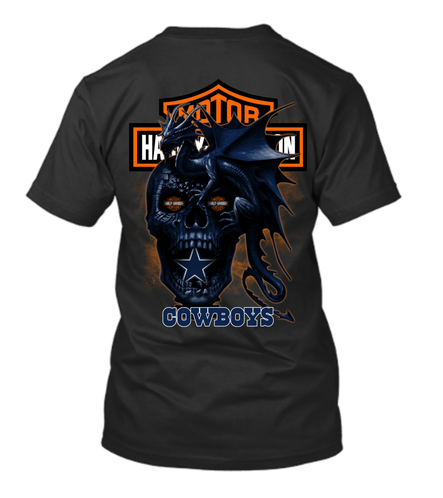 Dallas Cowboys Harley Davidson Skull Dragon Cowboys T-Shirt