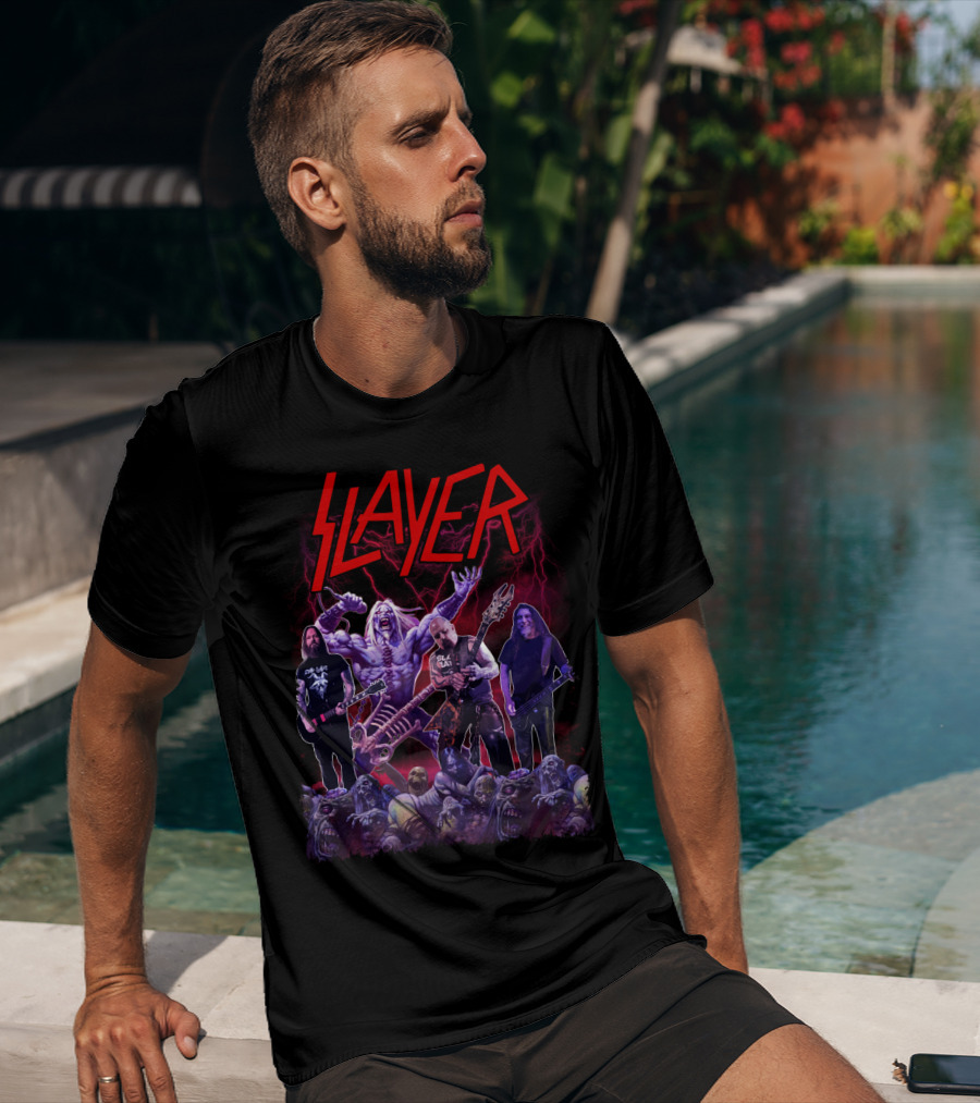 Slayer Band Graphic With Guitarists And Undead Creatures T-Shirt