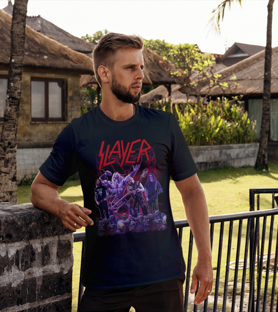 Slayer Band Graphic With Guitarists And Undead Creatures T-Shirt