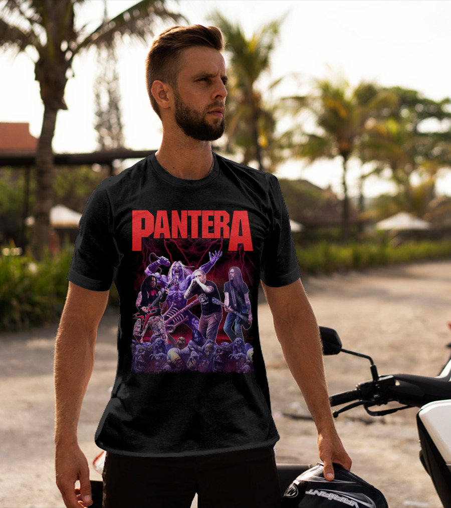 Pantera Live Electric Performance With Zombies And Purple Lightning T-Shirt