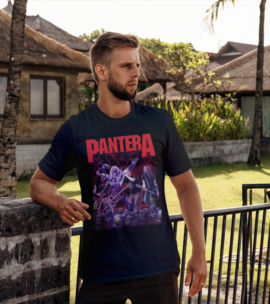 Pantera Live Electric Performance With Zombies And Purple Lightning T-Shirt