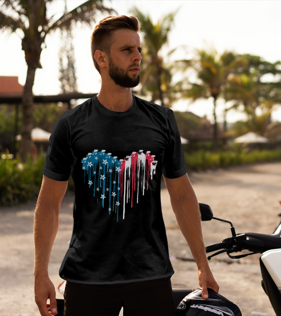 Kansas Jayhawks Heart Drip Stars And Stripes T-Shirt