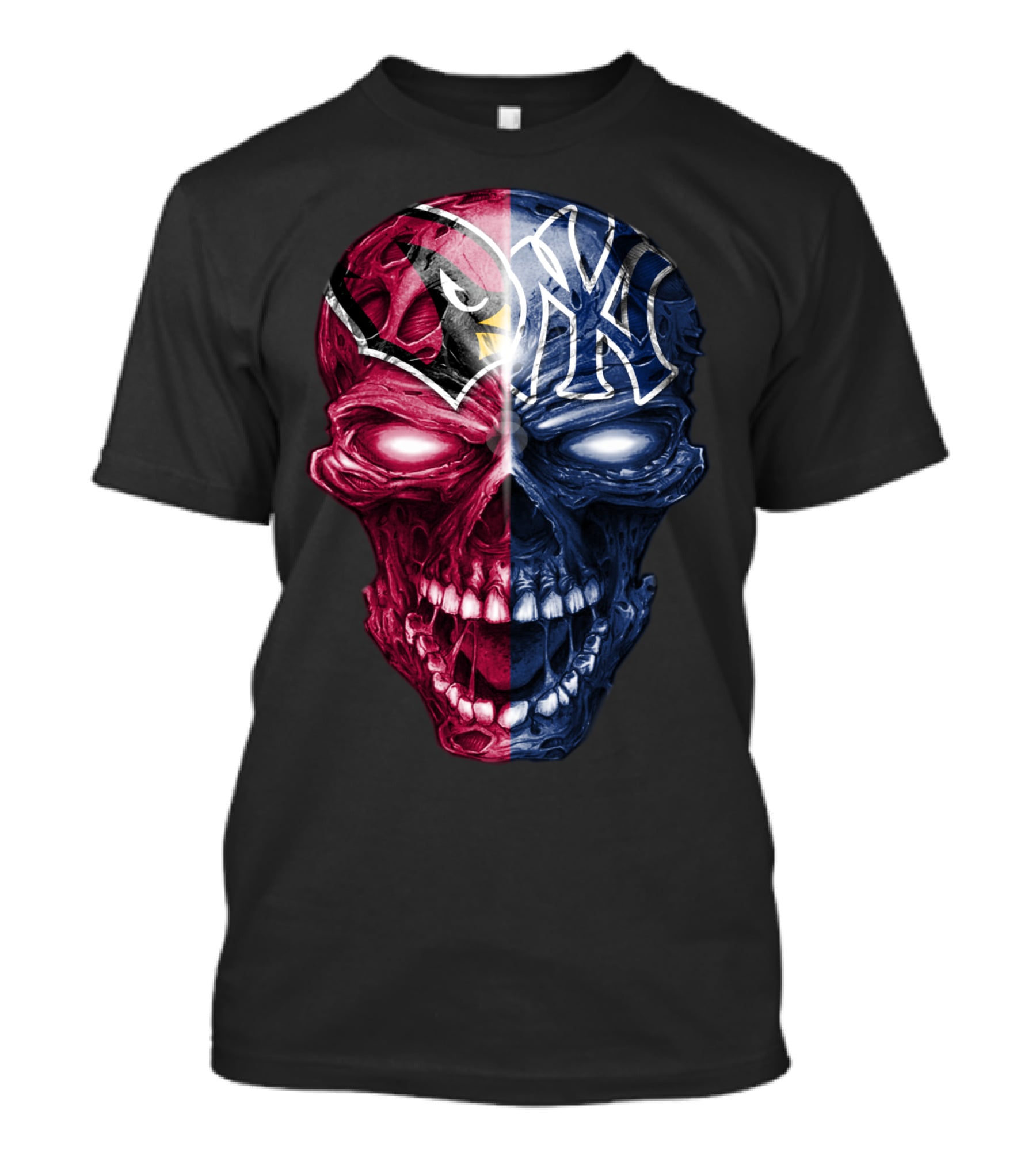 Arizona Cardinals New York Yankees Skull T-Shirt