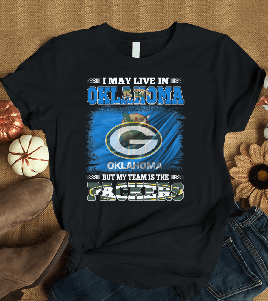 Oklahoma Loyalty to Packers Team with Oklahoma Flag and Packers T-Shirt