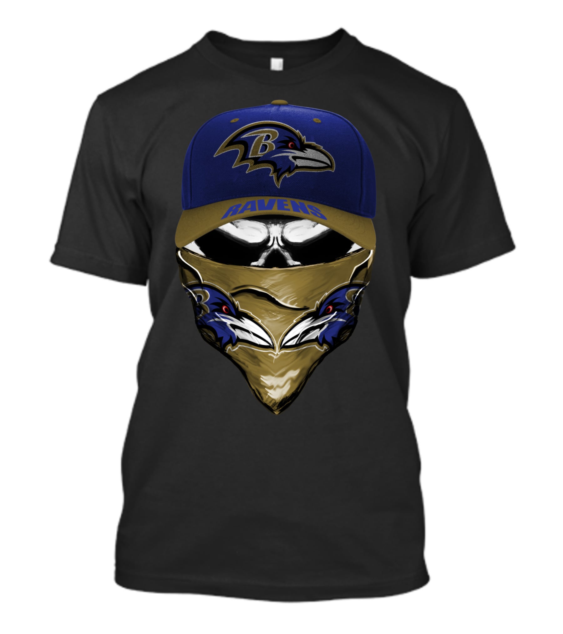Baltimore Ravens Cap And Bandana With Skull T-Shirt