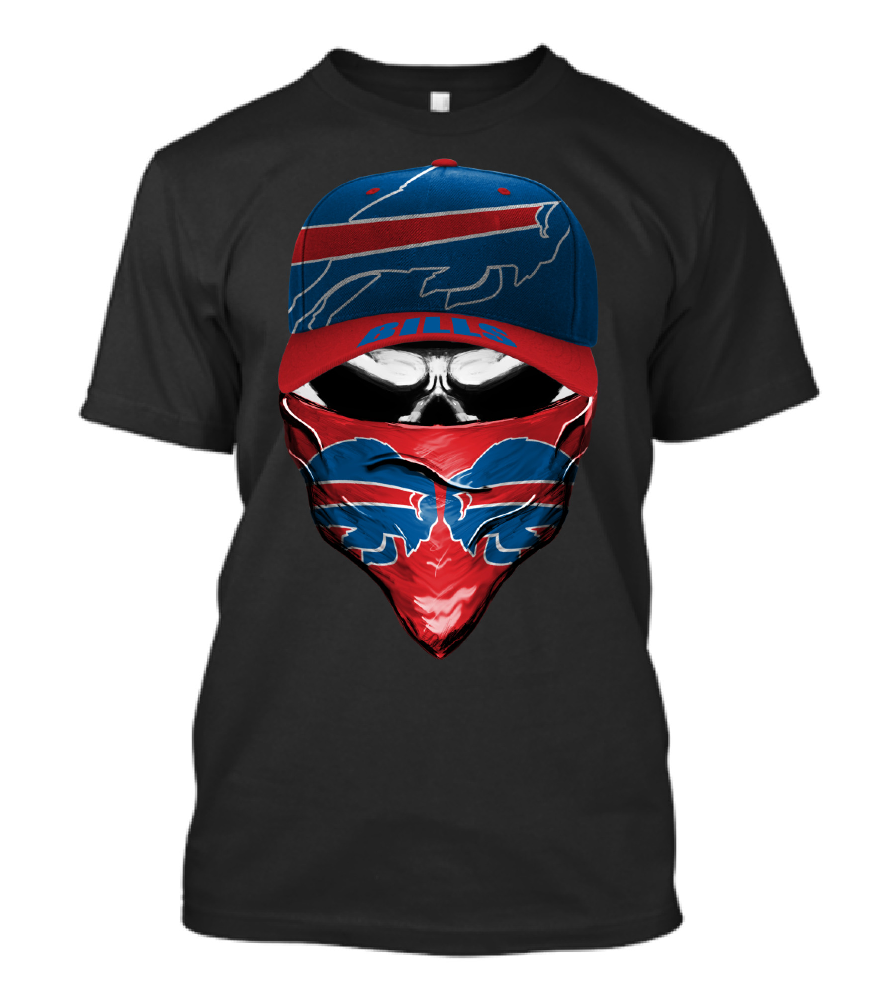 Buffalo Bills Cap And Bandana Skull T-Shirt