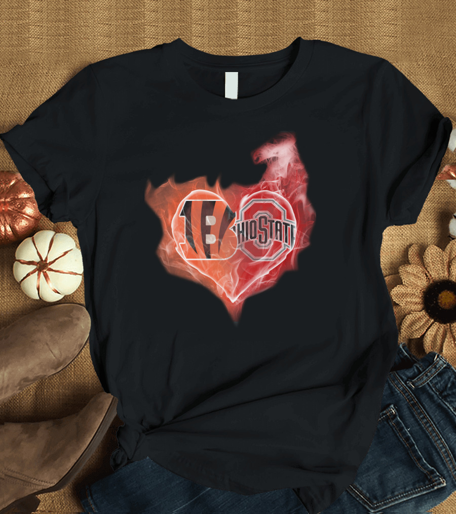 Bengals Ohio State Heart Fusion T-Shirt