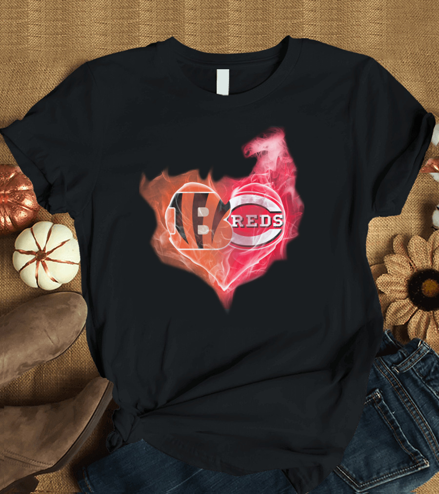 Bengals Reds Cincinnati Heart T-Shirt