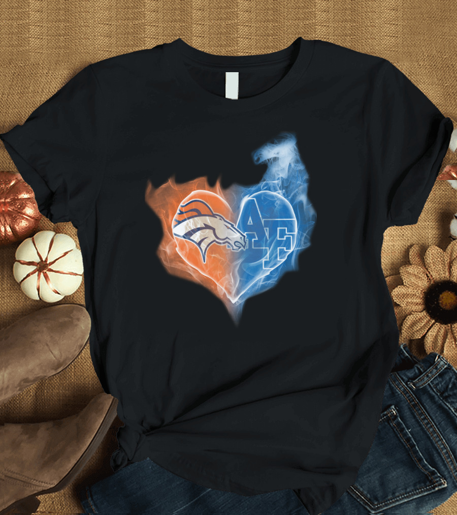 Broncos Air Force Falcons Heart T-Shirt