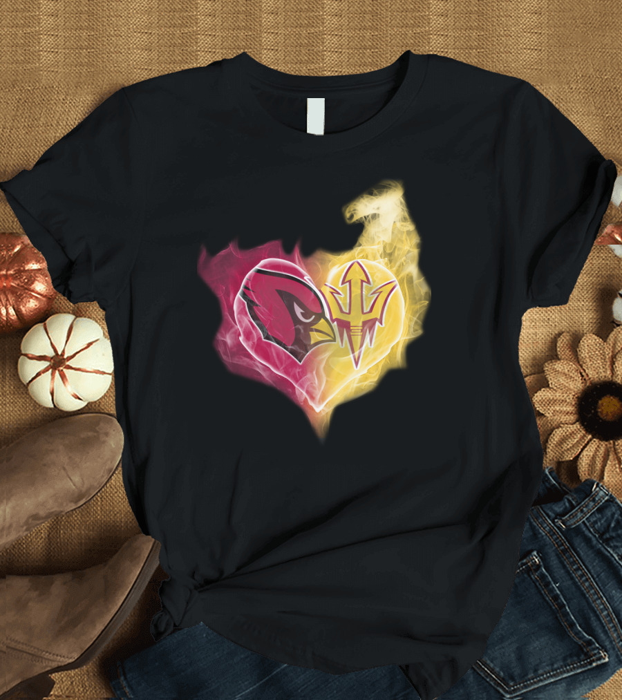 Cardinals Arizona State Sun Devils Heart T-Shirt