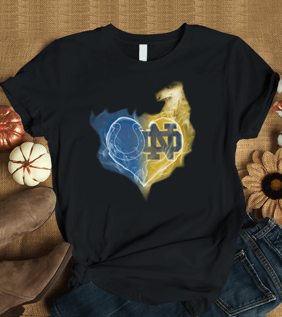 Colts Notre Dame Fighting Irish Flame Heart T-Shirt