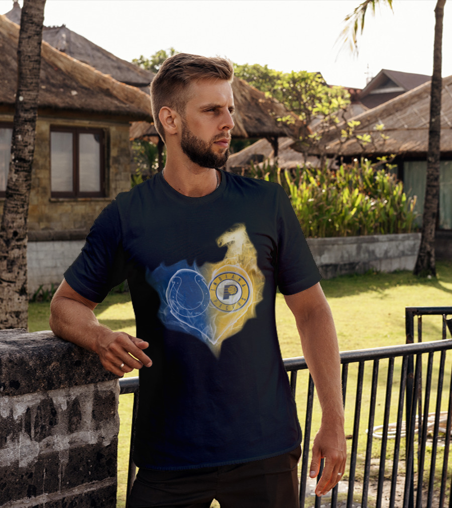 Colts Indiana Pacers Heart Logo Fusion T-Shirt