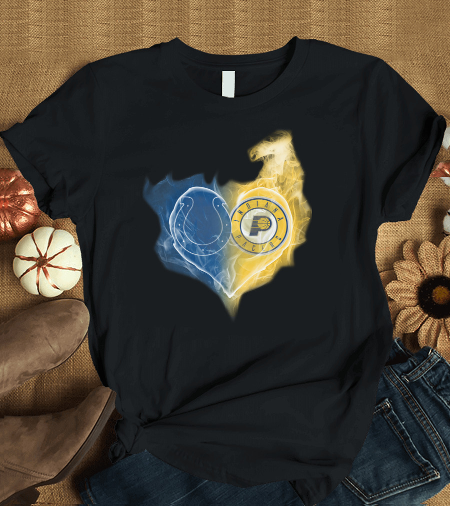 Colts Indiana Pacers Heart Logo Fusion T-Shirt