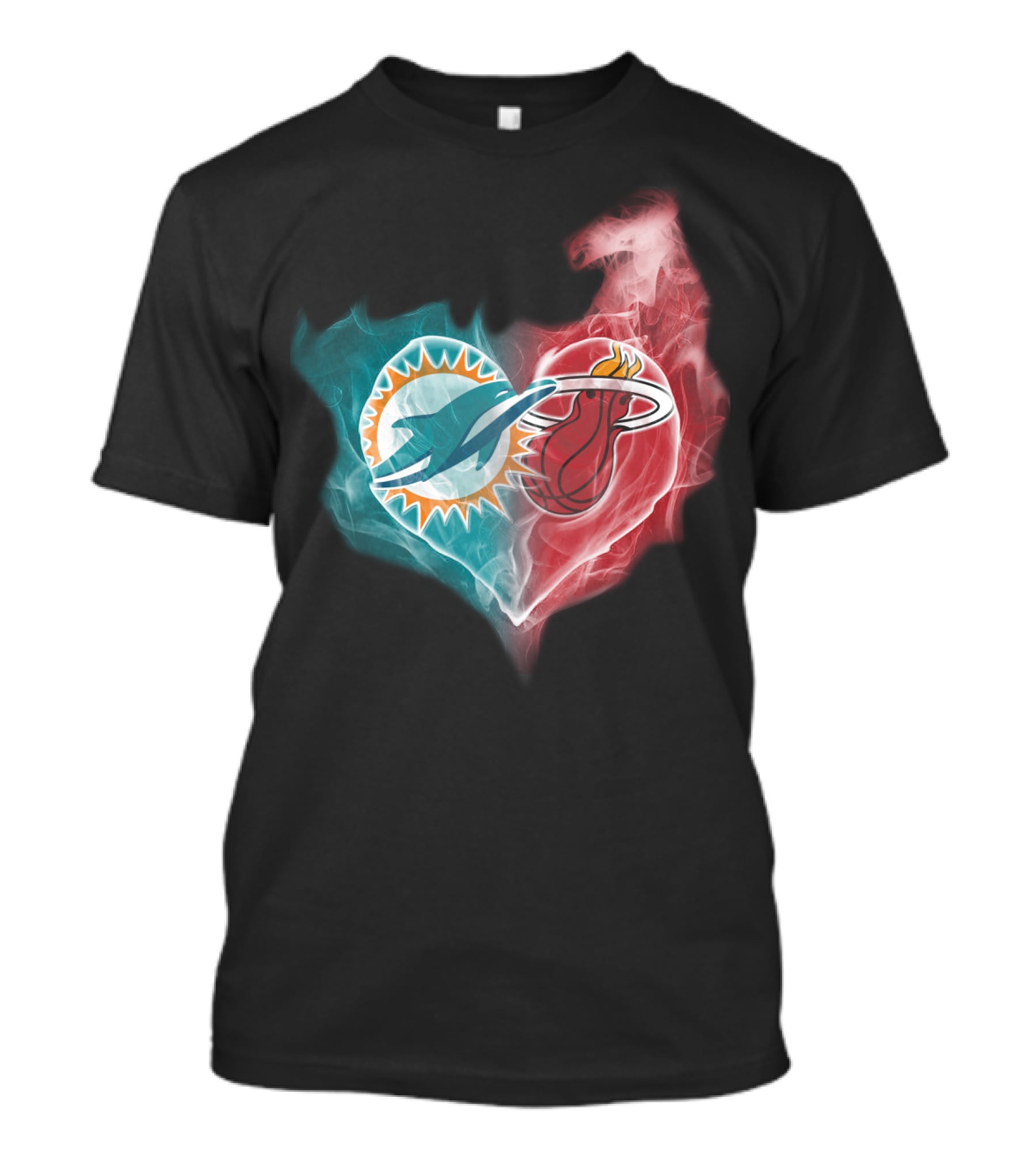 Dolphins Miami Heat Heart Logo Fusion T-Shirt