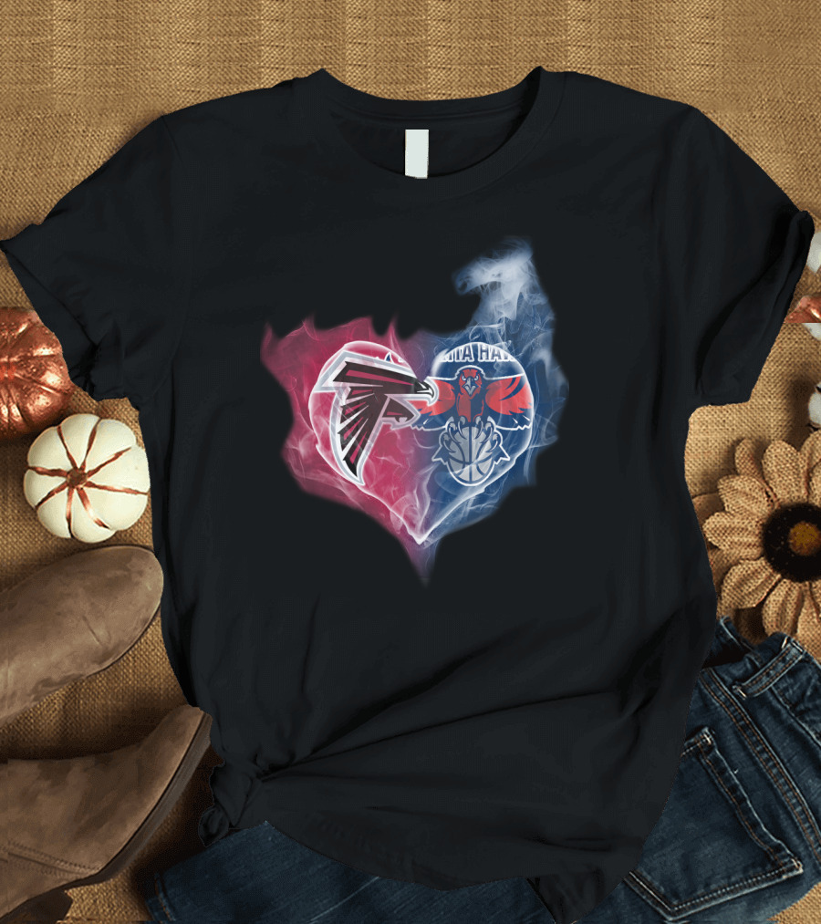 Falcons Atlanta Hawks Heart Logo Fusion T-Shirt