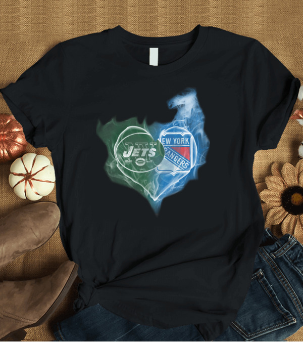 T-Shirt: Jets New York Rangers Heart Smoke Fusion T-Shirt Jets New York Rangers Heart Smoke Fusion T-Shirt