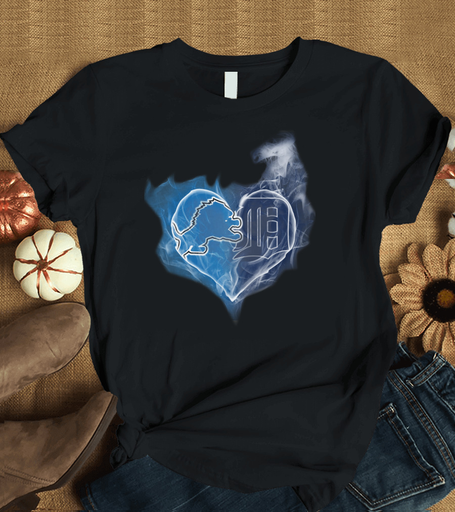 Detroit Lions and Tigers Heart T-Shirt