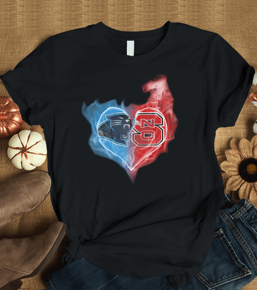 Panthers NC State Wolfpack Heart T-Shirt