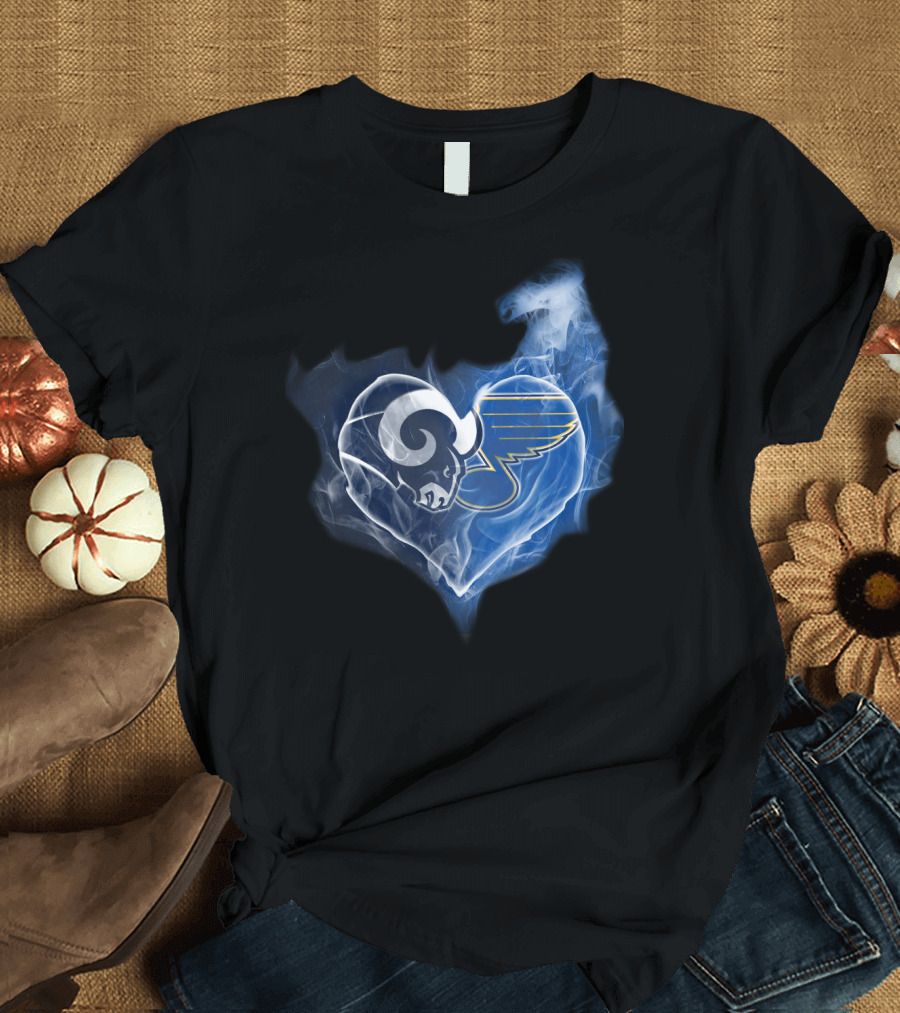 Rams St Louis Blues Heart Smoke Fusion T-Shirt