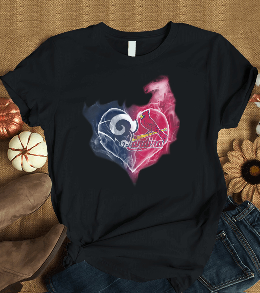 Rams Cardinals Heart Logo Smoke T-Shirt