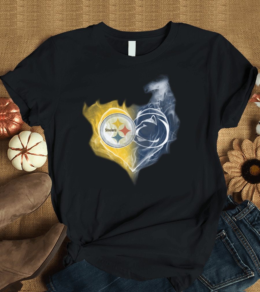 Steelers Penn State Nittany Lions Heart Flame T-Shirt