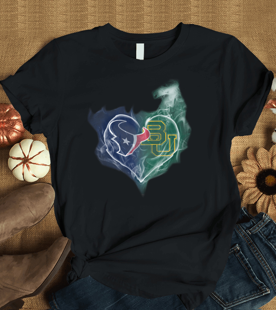Texans Baylor Bears Heart Logo Smoke T-Shirt