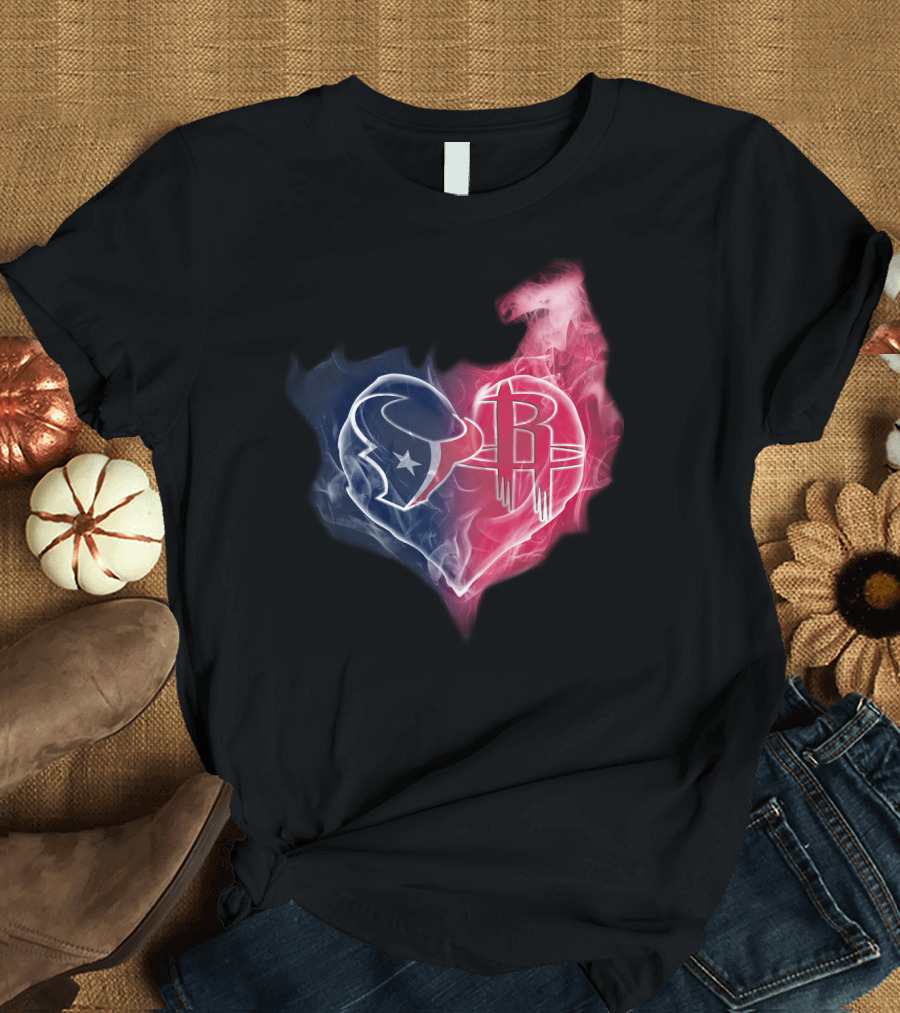 Texans Houston Rockets Logo Heart Smoke T-Shirt