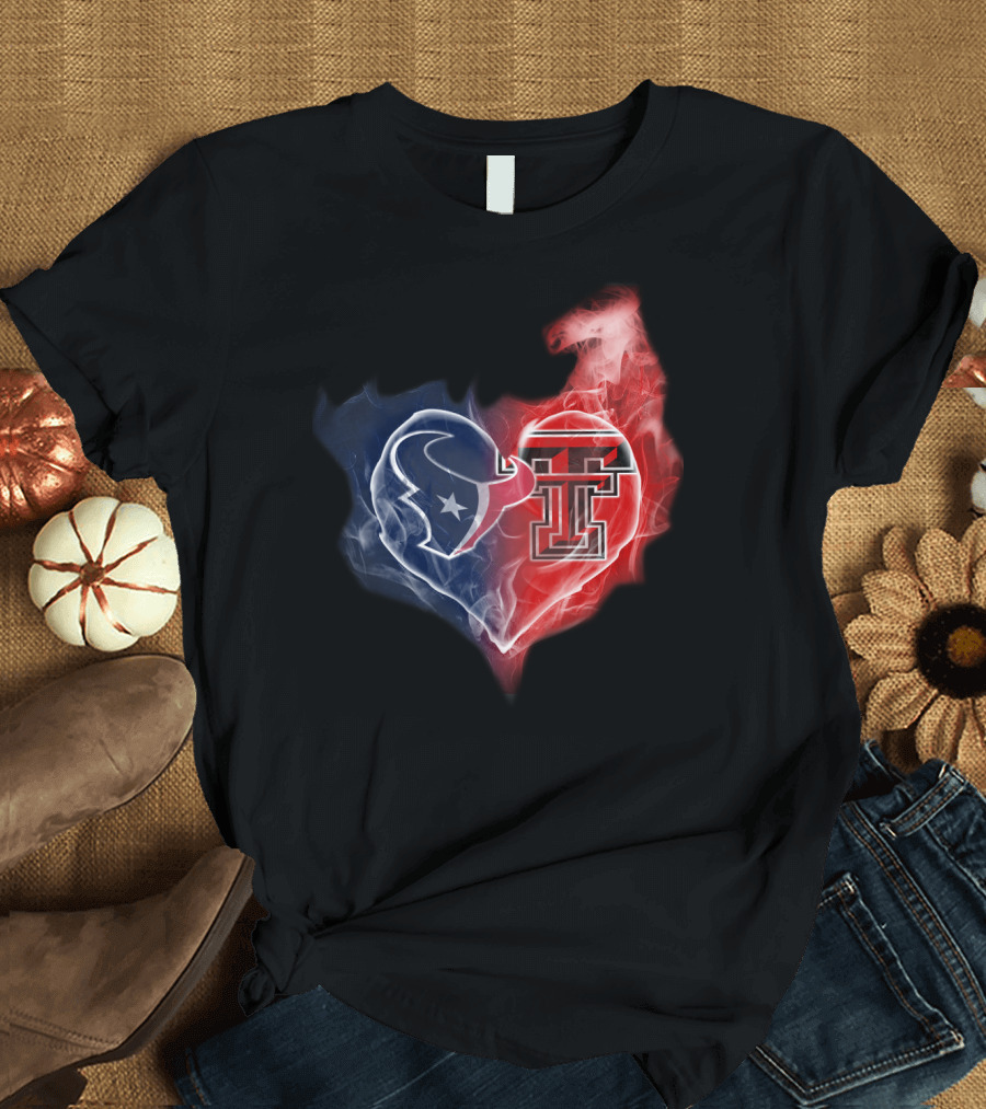 Texas Tech Red Raiders Houston Texans Heart T-Shirt