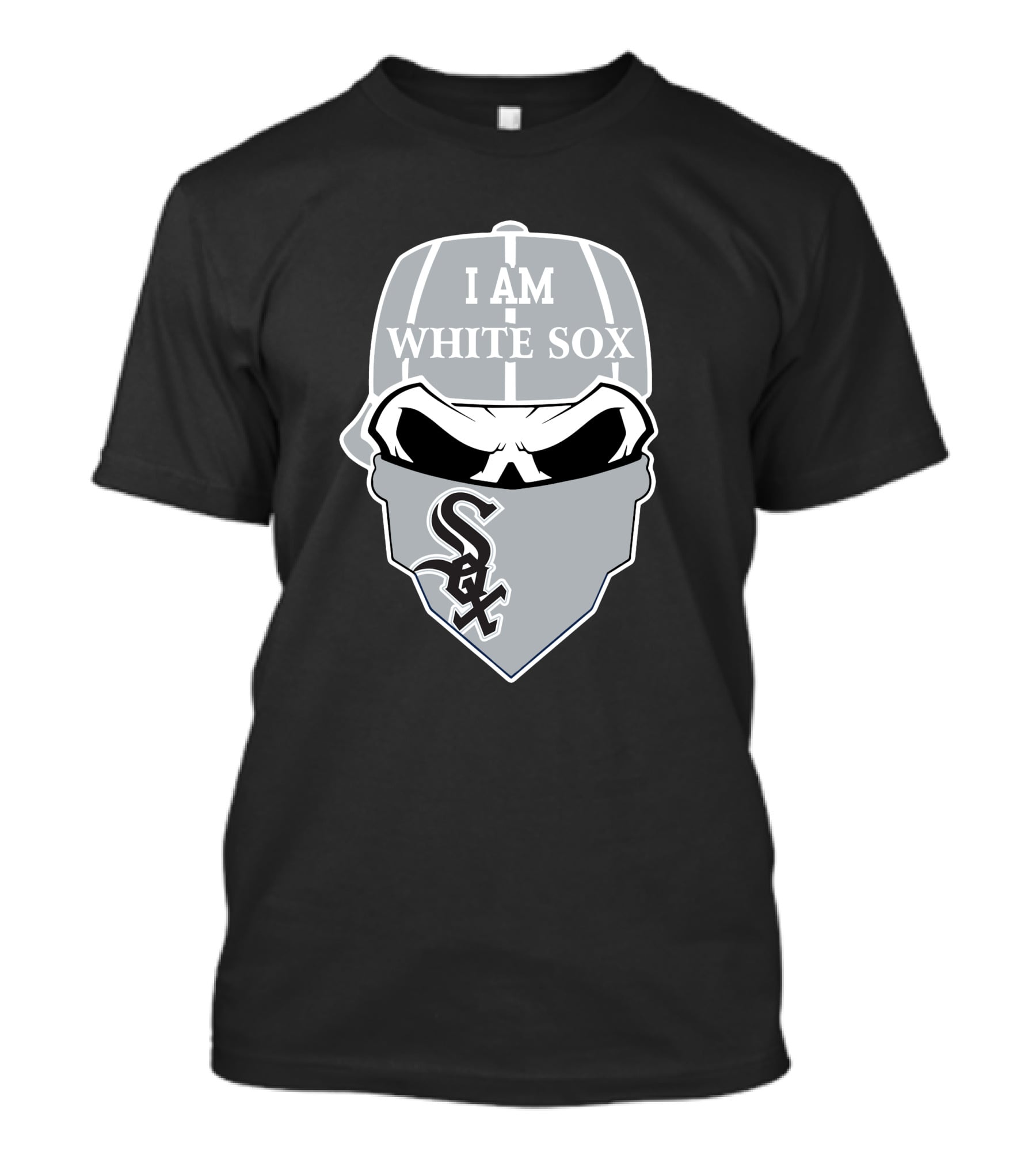 I Am White Sox Skull Sox Logo Cap Bandana T-Shirt