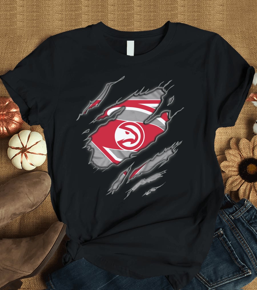 Atlanta Hawks Superman Logo Ripped Reveal T-Shirt