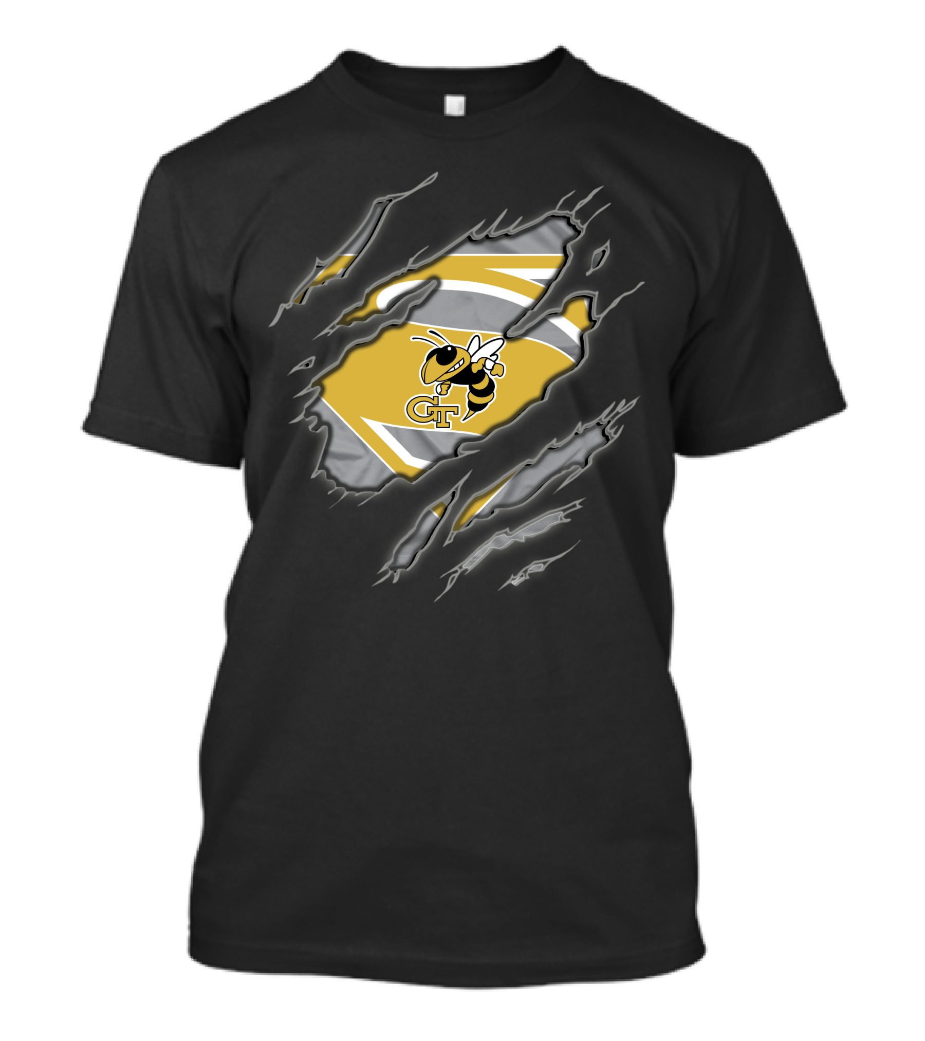 Georgia Tech Yellow Jackets Gt Iconic Logo Superman Claw Marks T-Shirt